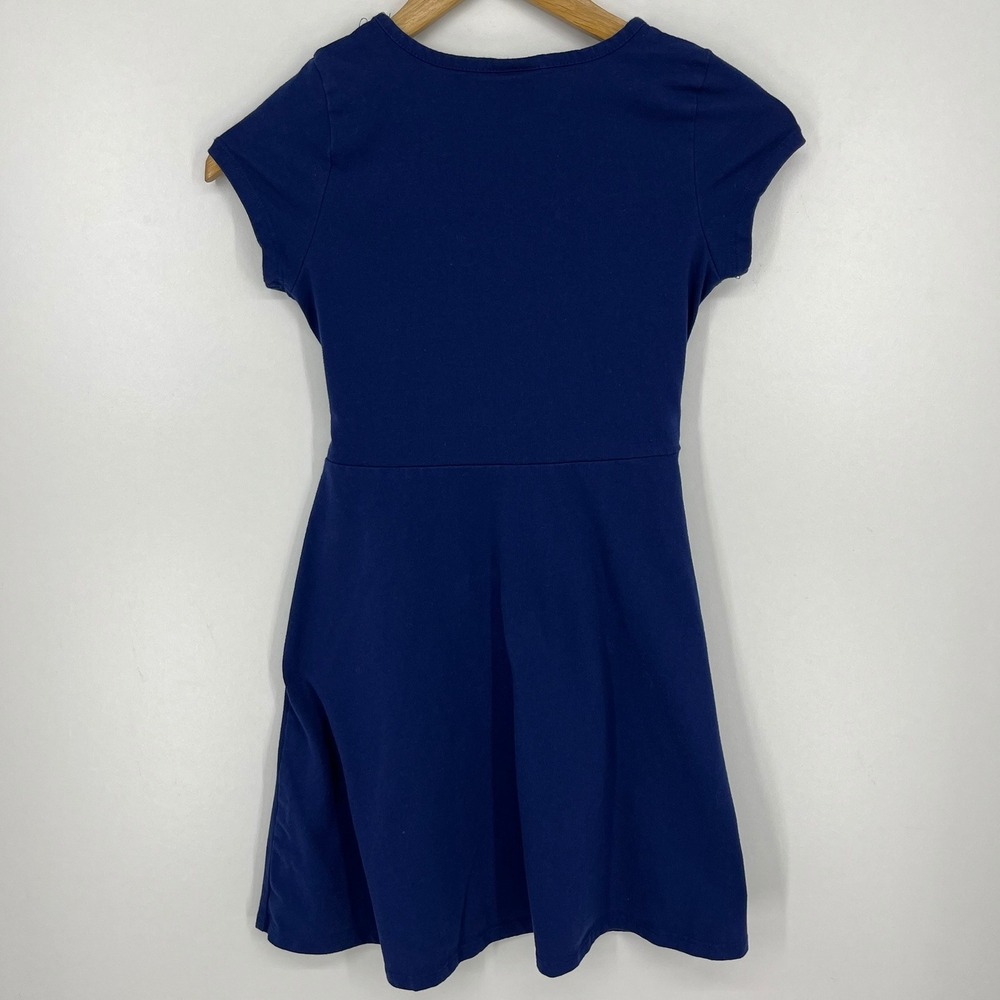 Disney Girls Blue Dress Silver Holographic Logo Pink‎ Braided Belt Size 10/12 - Picture 2 of 13